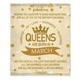 Queens Are Born In - Couverture personnalisée pour filles, épouse, maman, grand-mère...